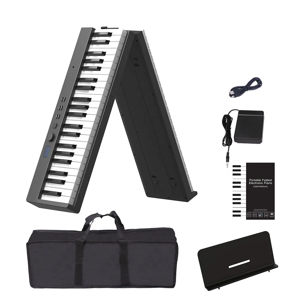 88 Keys Foldable Electronic Piano Multifunctional Portable Digital Piano 128 Rhymes for Student Musical Instrument