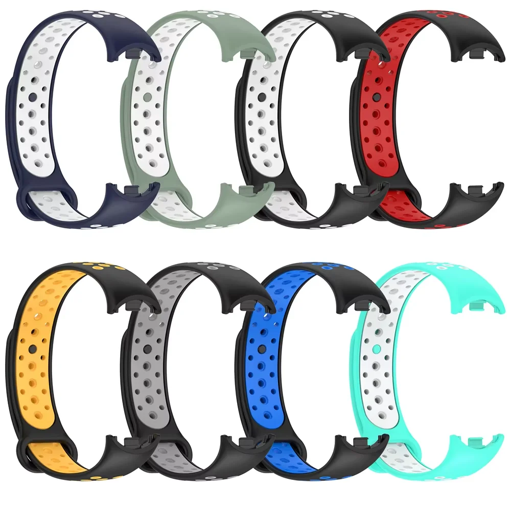 حزام سيليكون لـ Xiaomi Mi Band 10 9 8 سوار معصم رياضي ناعم ومريح يسمح بمرور الهواء لملحقات حزام Mi Band 9 8