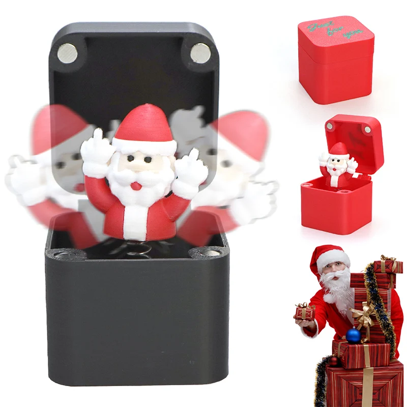 Christmas Middle Finger In A Box Prank Figure Home Party New Year Bouncing Character Statue Decoration Prop Special Special Gift