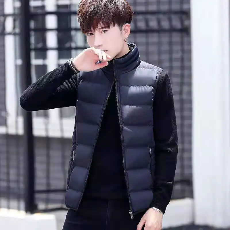 

Korean Style Men's Warmth Vest with Standing Collar Lightweight Winter Cape Coat for Youth Students Casual Outerwear​