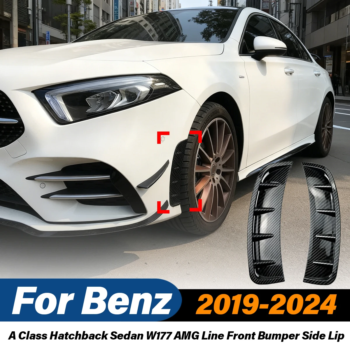 

For Mercedes Benz A Class Hatchback Sedan W177 AMG Line 2019 2020 2021 2022 2023 2024 Car Front Bumper Side Splitter Body Kit