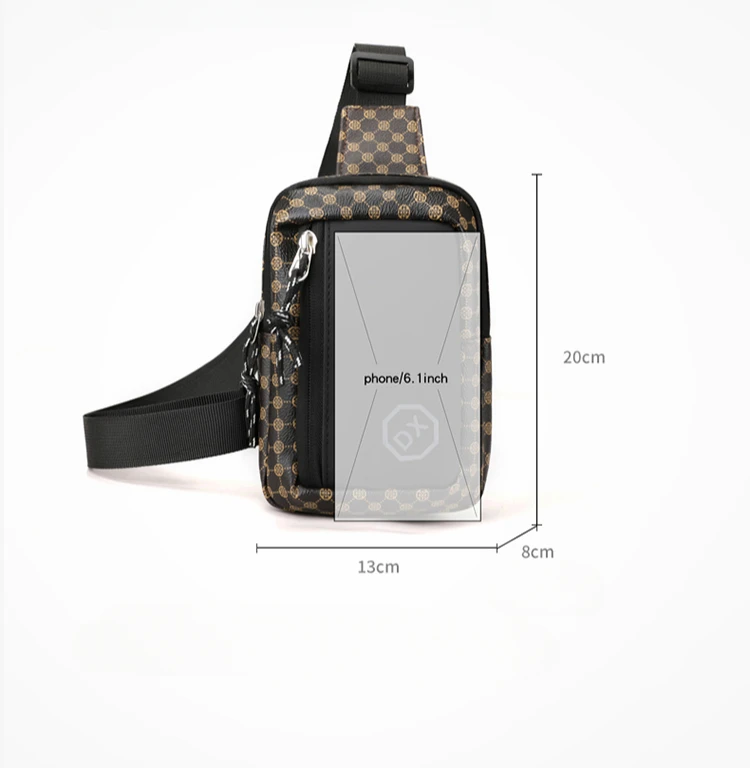 Casual Business Schulter Tasche für Männer PU Leder Umhängetasche Breiten Gurt Umhängetaschen Plaid Designer Männlichen Sling Taschen – Detail 1