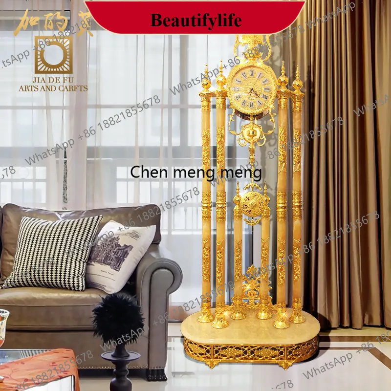 d178 European-style floor clock, living room clock, hotel villa decoration, pendulum clock, jade big clock