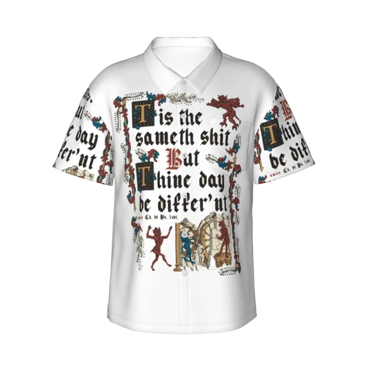 

Same Shit Medieval Style English History Men's Shirts Hawaiian Short Sleeve Shirt Casual Button Tops for Summer Beach