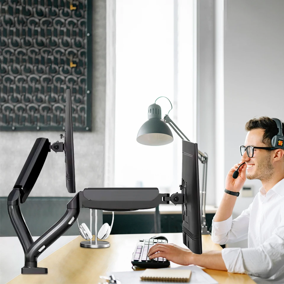 Mction Dual Monitor Arm Desk Mount Stand Table Mount With Gas Spring for 2 Double Monitors Screen Desktop bracket 19 32 inches