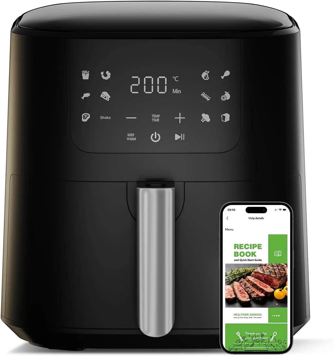 

8-in-1 Air Fryer with 5 QT Capacity, Precision Heating from 180° to 450°F, Features Shake Reminder and Large Touch Display