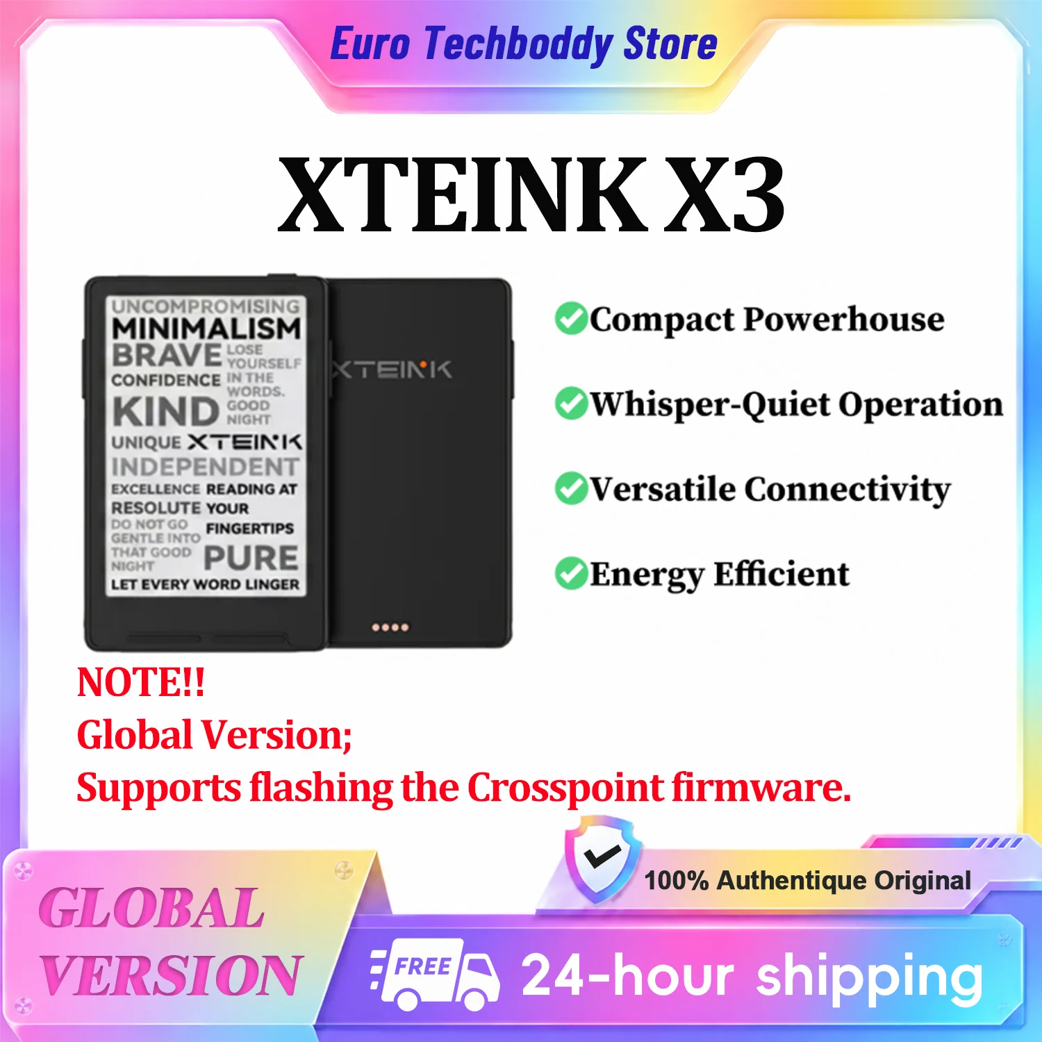 [Globale] XTEINK X3 — Liseuse numérique : écran E Ink 3,7 pouces, mini liseuse magnétique portable, 16 Go, 259 ppp, Wi-Fi, Bluetooth, format EPUB et TXT