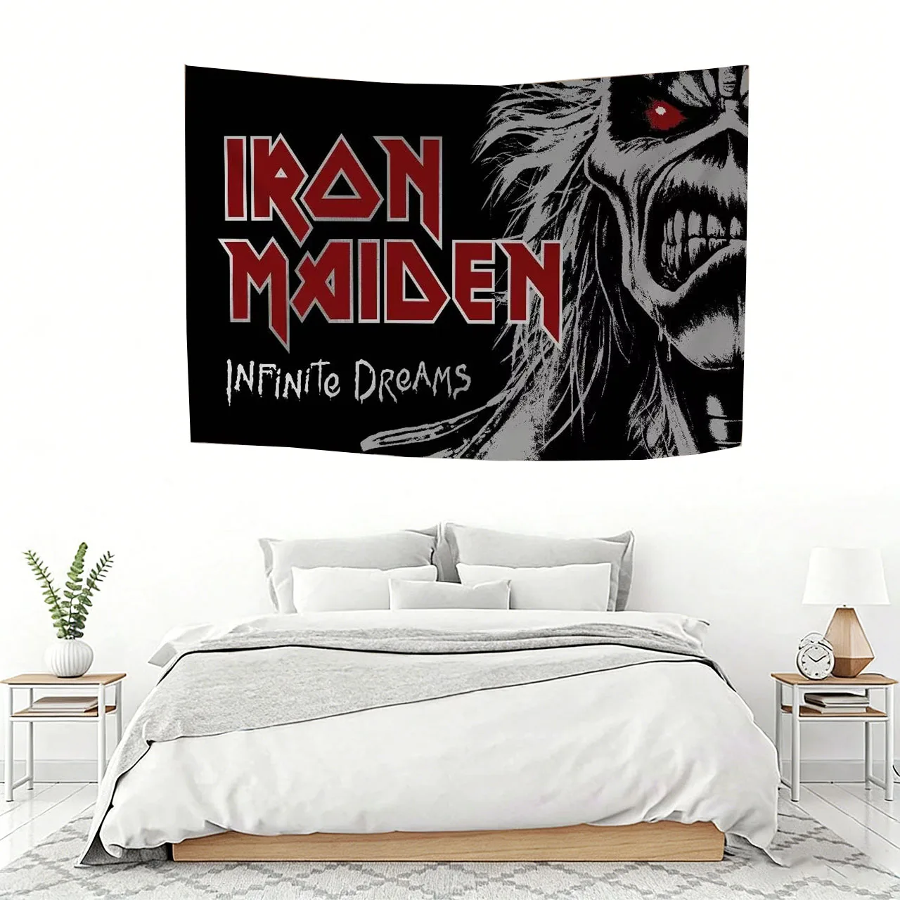 Tapeçaria Iron Maiden Infinite Dreams, Decoração de Parede Heavy Metal Eddie, Decoração de Banda de Rock para Quarto e Sala de Estar, Impressão Plana