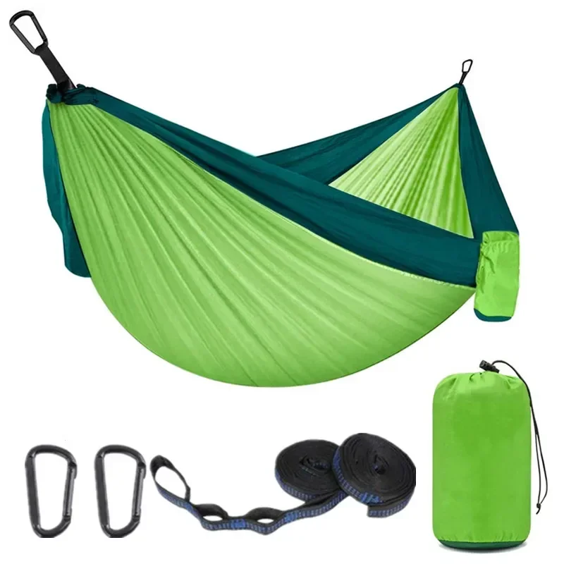 

Camping Hammock Single & Double Portable Hammock Ultralight Nylon Parachute Hammocks with 2 Hanging Straps