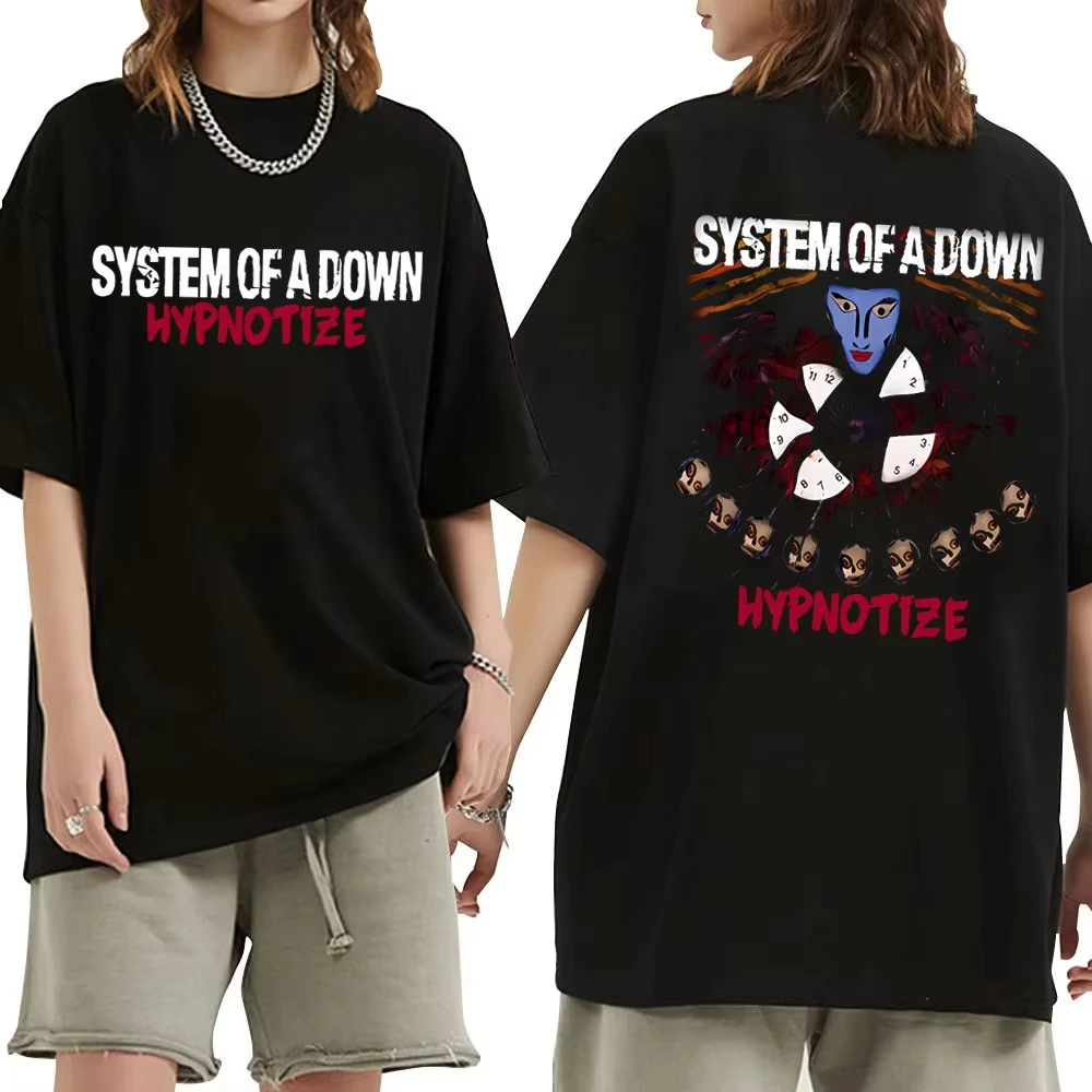 

Рок-группа System of A Down Hypnotize Графические футболки Мужчины Женщины Альтернативные металлические музыкальные футболки Мужская винтажная футболка большого размера