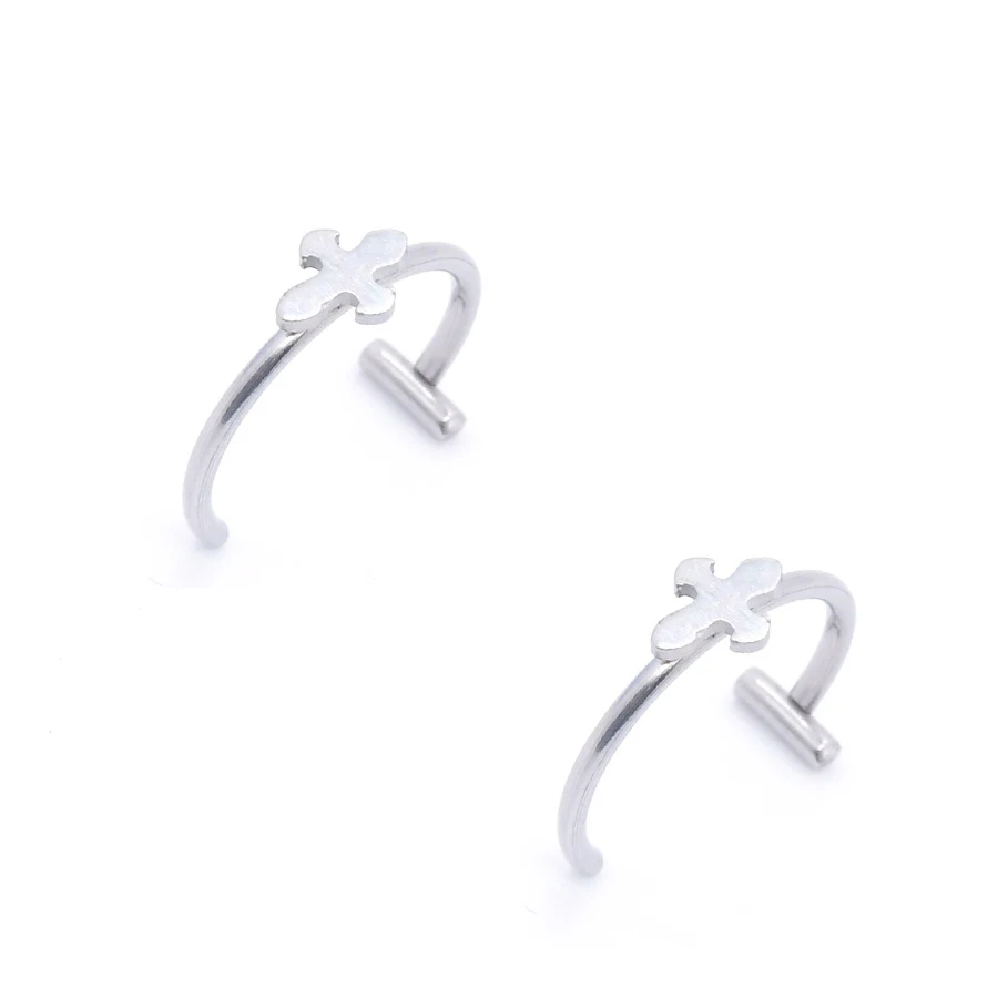 2PCS Trendy 10mm Edelstahl Punk Clip auf Gefälschte Piercing Nase Wrap Lippen Ringe Unisex Nase Ring Frauen männer Tusk Körper Schmuck