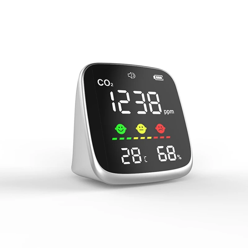 Air Quality Monitor Detect CO2,Temperature Humidity ,Manual Set Alarm Threshold And Turn On/ Off CO2 Alarm Sound