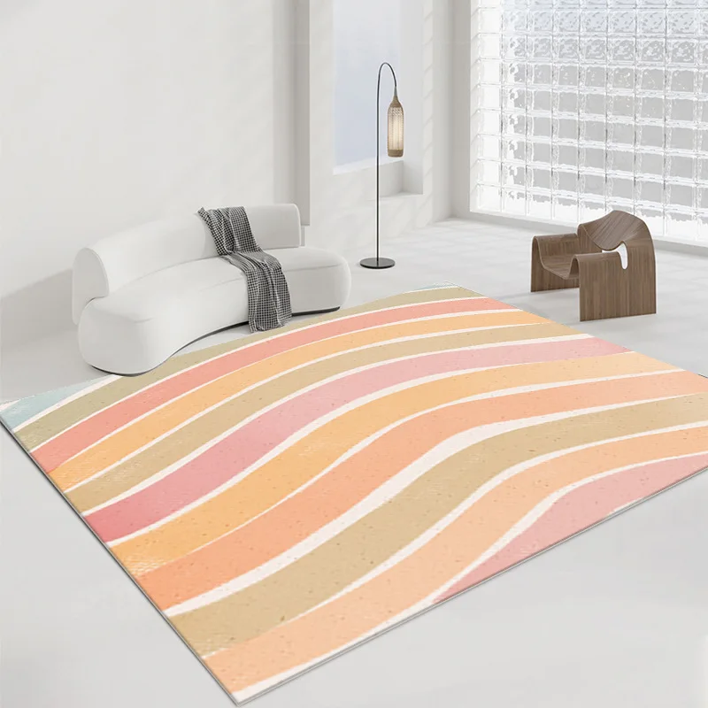 Rainbow Large-area Carpets for Living Room Girl Rugs for Bedroom Decor Light-colored Soft Cloakroom Carpet Ins Style Bedside Rug