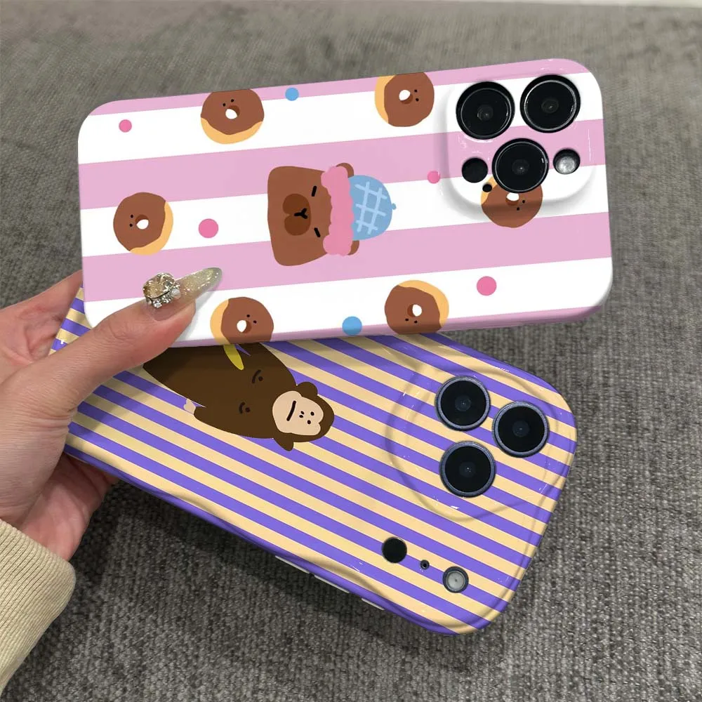 

Capibala monkey pattern For Apple iPhone 17 16 15 14 13 12 11 X XS XR Air Pro Max Plus Mini Feilin Wave Oil Shell Cover