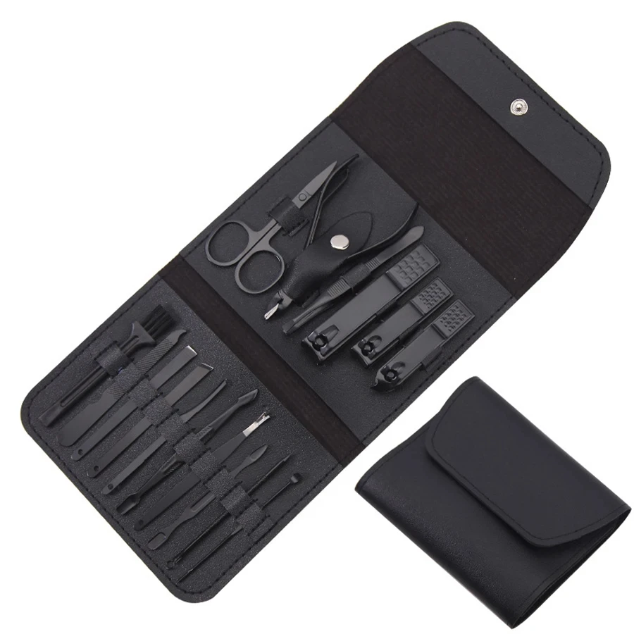 Profissional Aço Inoxidável Manicure Set, Grooming Kit, Nail Clippers, Pedicure Care Tools com Travel Case