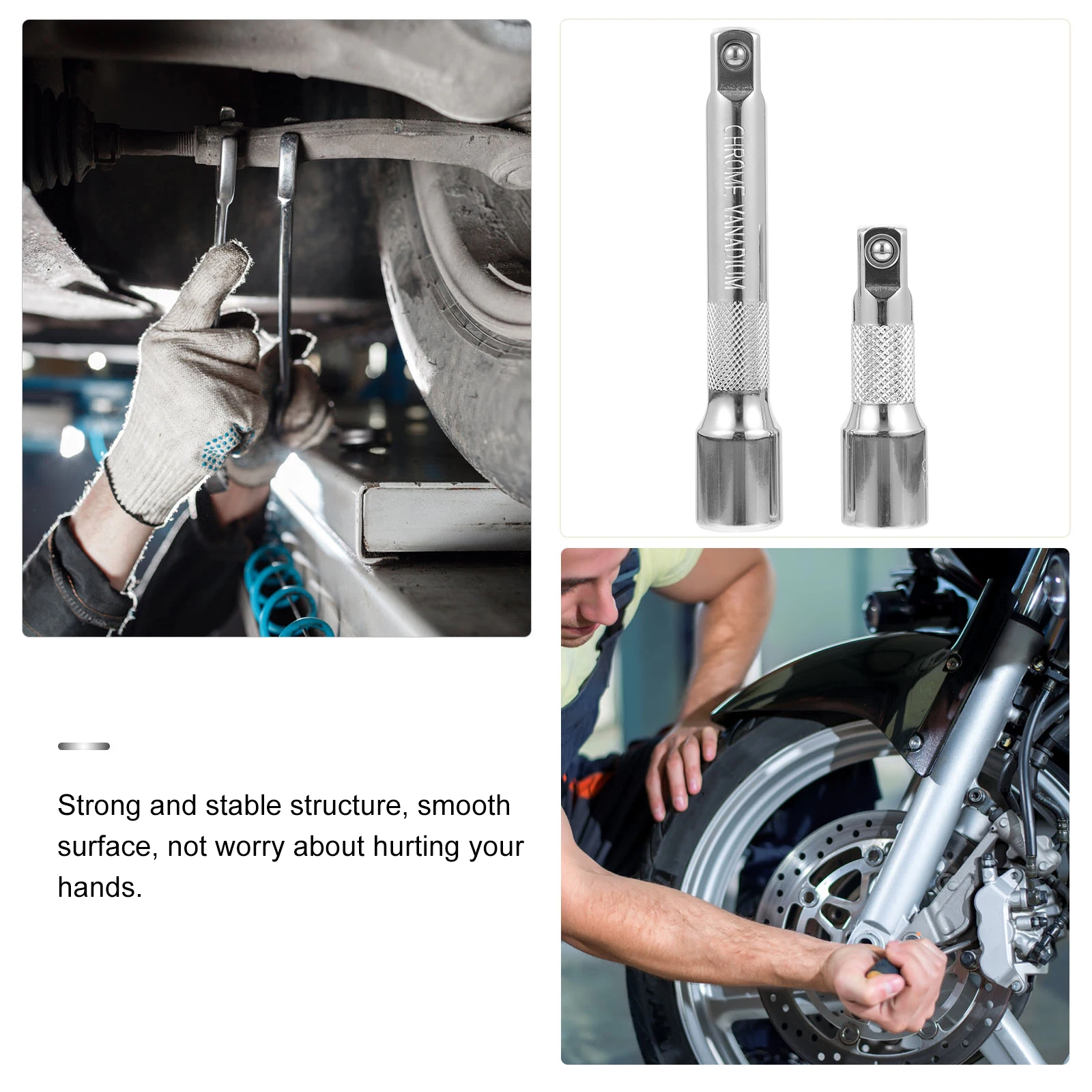 

4pcs Ratchet Wrench Accessories Extension Rods Chrome Vanadium Steel Strong Durable Smooth Surface Home Repair for Electric