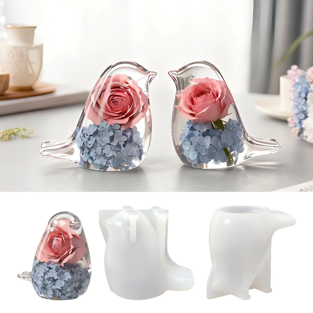 S0259 3D Bird Epoxy Resin Molds DIY Art Craft Floral Design Animal Unique Display Stampi in Silicone per Resina for Home Decor