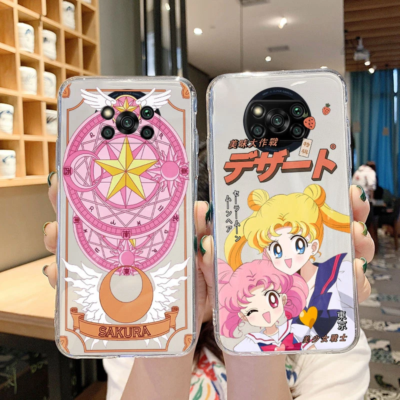 Capa de telefone dos desenhos animados para Xiaomi Poco, Silicone transparente transparente, Capa impressa, Marinheiros e Coelho, Meninas e Gato, X3 NFC, Poco X3 Pro