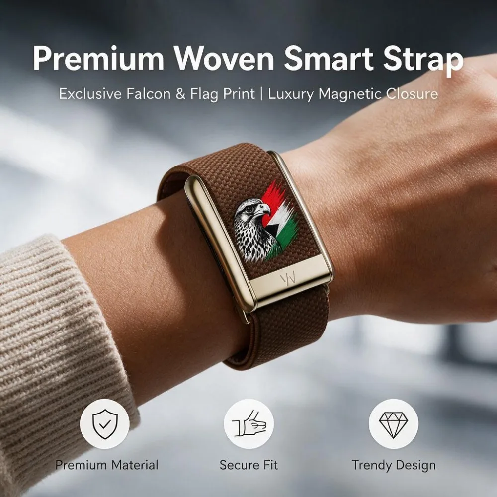For WHOOP 5.0 MG Falcon Print Elastic Nylon Woven Wristband Sport Replacement Strap Arabian Falcon Graphic Fashion Fitness Band