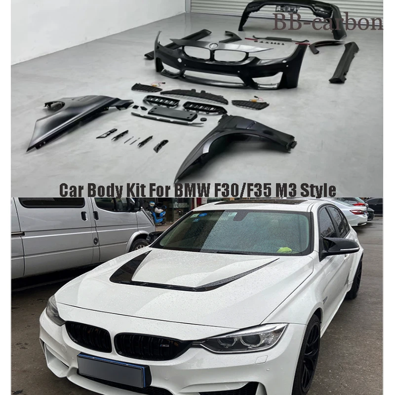 

High Quality PP Unpainted Car Body Kit Front Rear Bumper Grill Side Skirts Fenders For BMW F30 F35 M3 Syle