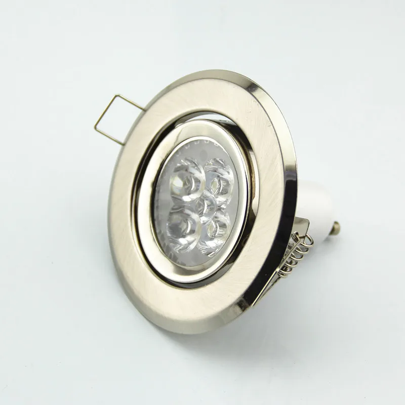 Recessed LED Ceiling Light MR16 GU10 Bulb Holder Fixture Nickle Round Adjustable Frame Downlight Housing