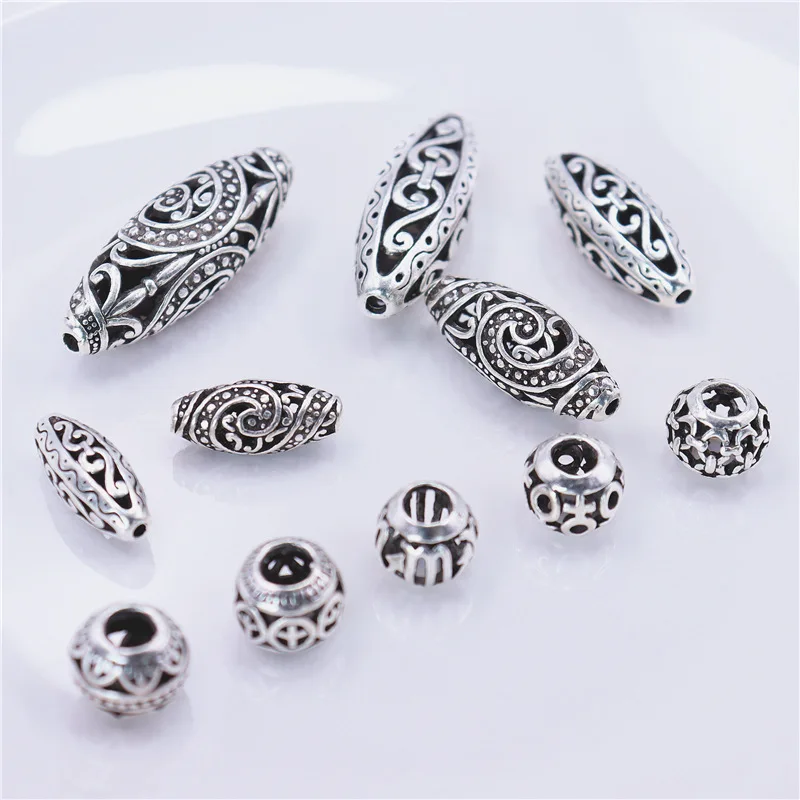 BoYuTe (30 Pieces/Lot) Tibetan Silver Color Bodhi Buddha Beads Big Hole Hollow Beads DIY Alloy Loose Bead Accessories Wholesale