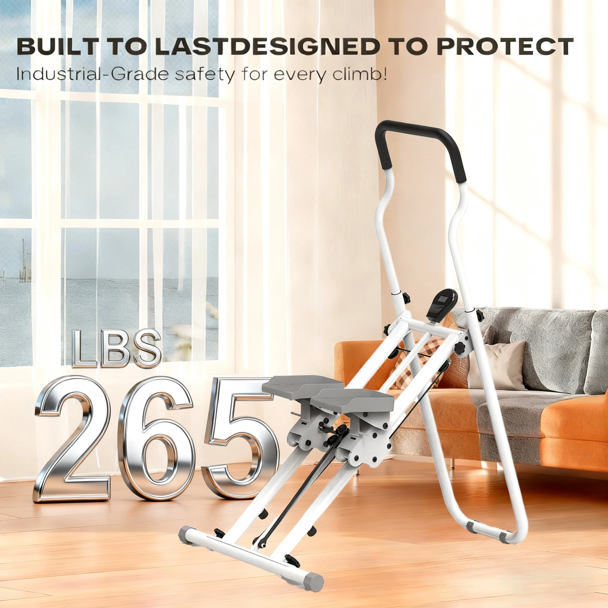 آلة تسلق الجبال المنزلية في صالة الألعاب الرياضية العمودية القابلة للتعديل مع مسند للذراع ودواسة #1