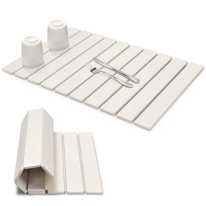 

Большой кухонный коврик для сушки | Складная сушилка для посуды с держателем для посуды, белая пластина для посуды/миски (многоцелевая)