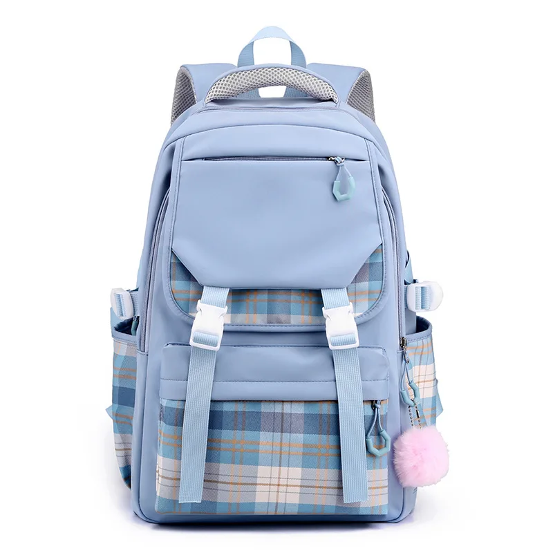 

New Waterproof Women Backpack Female Kawaii Travel Bag College Girls Multi-pocket Schoolbag Laptop Nylon Backpack Blue Book Bags