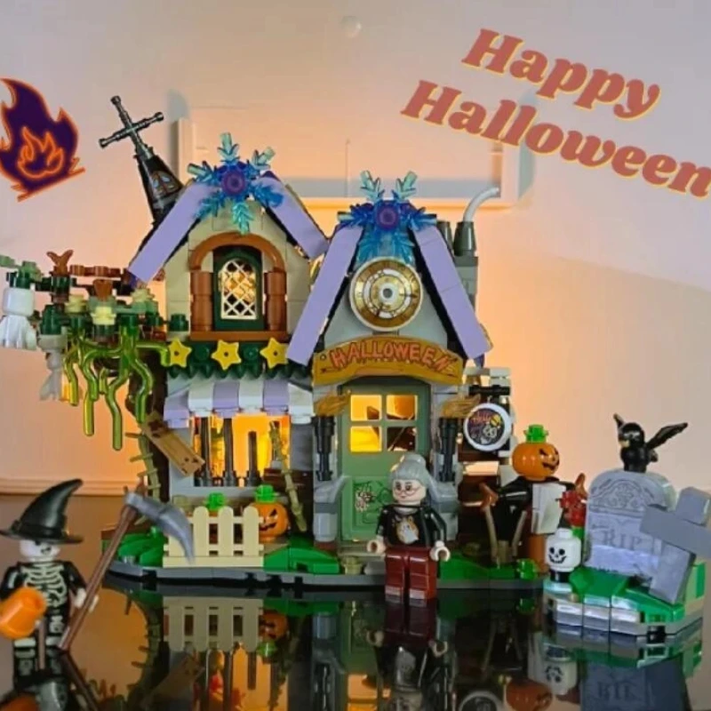 LOZ – blocs de construction originaux, maison de citrouille, chariot d'halloween, vue sur la rue, modèle de décoration, jouets pour enfants, cadeau d'anniversaire, nouvelle collection