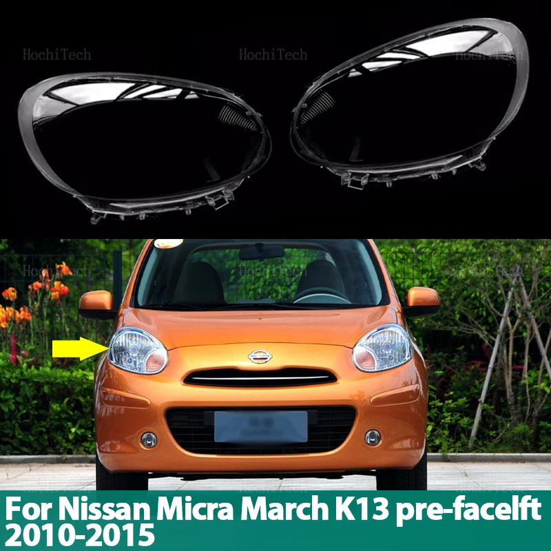 Front Headlight Cover Headlamp Lamp Shell Mask Lampshade Lens Polycarbonate For Nissan Micra March K13 Pre-facelft 2010-2015