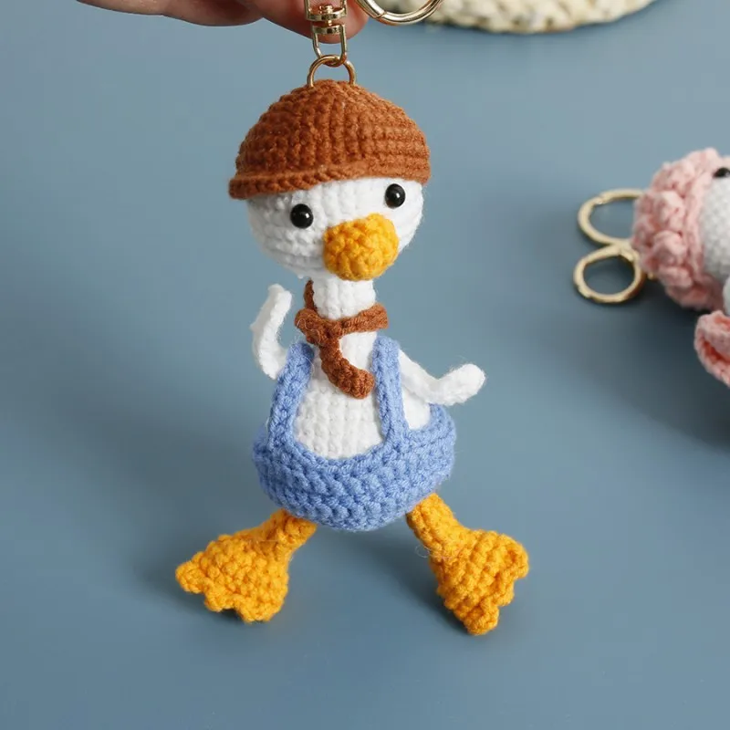 

Cartoon Duck Doll Crochet Keychains For Backpack Pendant Handmake Crochet Cute Duck Keyrings Knitting Animal Doll Keyrings Gifts