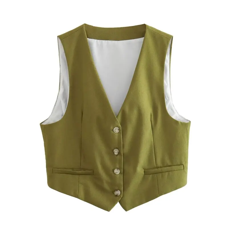 Women's Autumn Winter New Sle Slim Fit Linen Blend Svel Vest Faionable Versatile Top for 25-35 Years Old