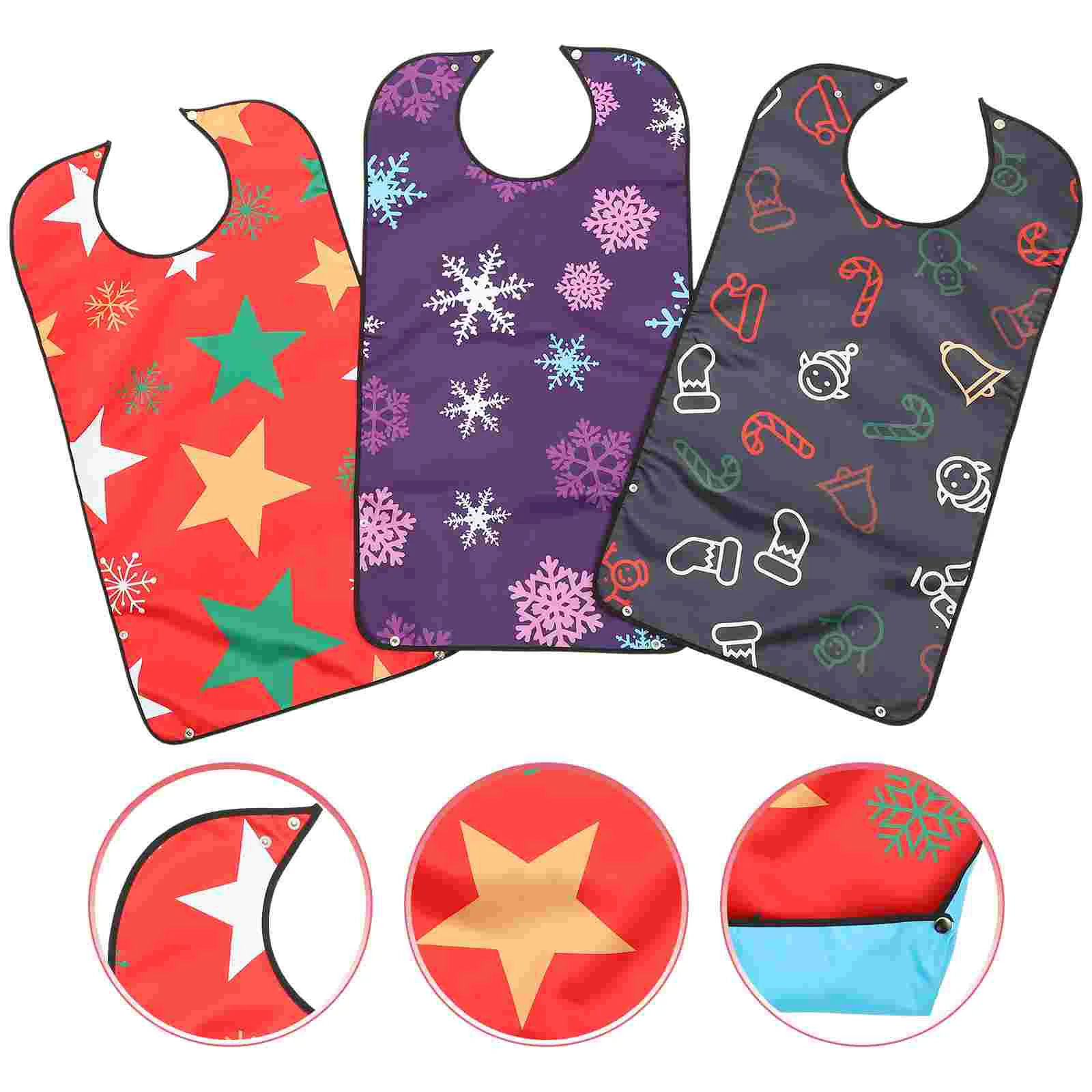 

3 Pcs Dining Clothing Protectors Holiday Eating Towels Adult Bib Bibs Printed Waterproof Elderly