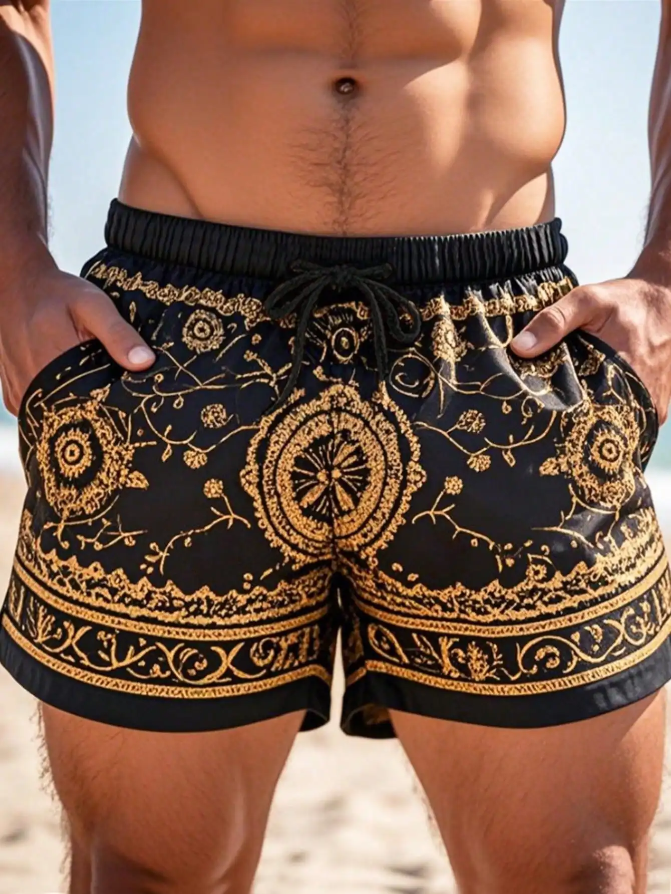 Men's Digital Print Shorts for Vacation Beachwear Casual Holiday Pants