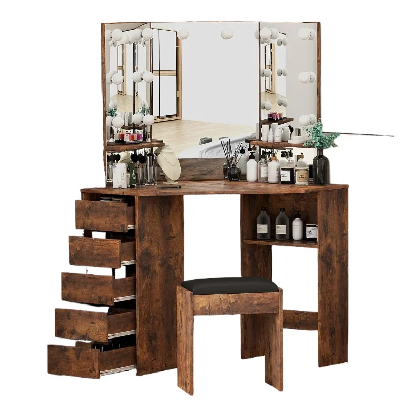 

Retro style lamp dresser household bedroom high value corner storage integrated dressing table