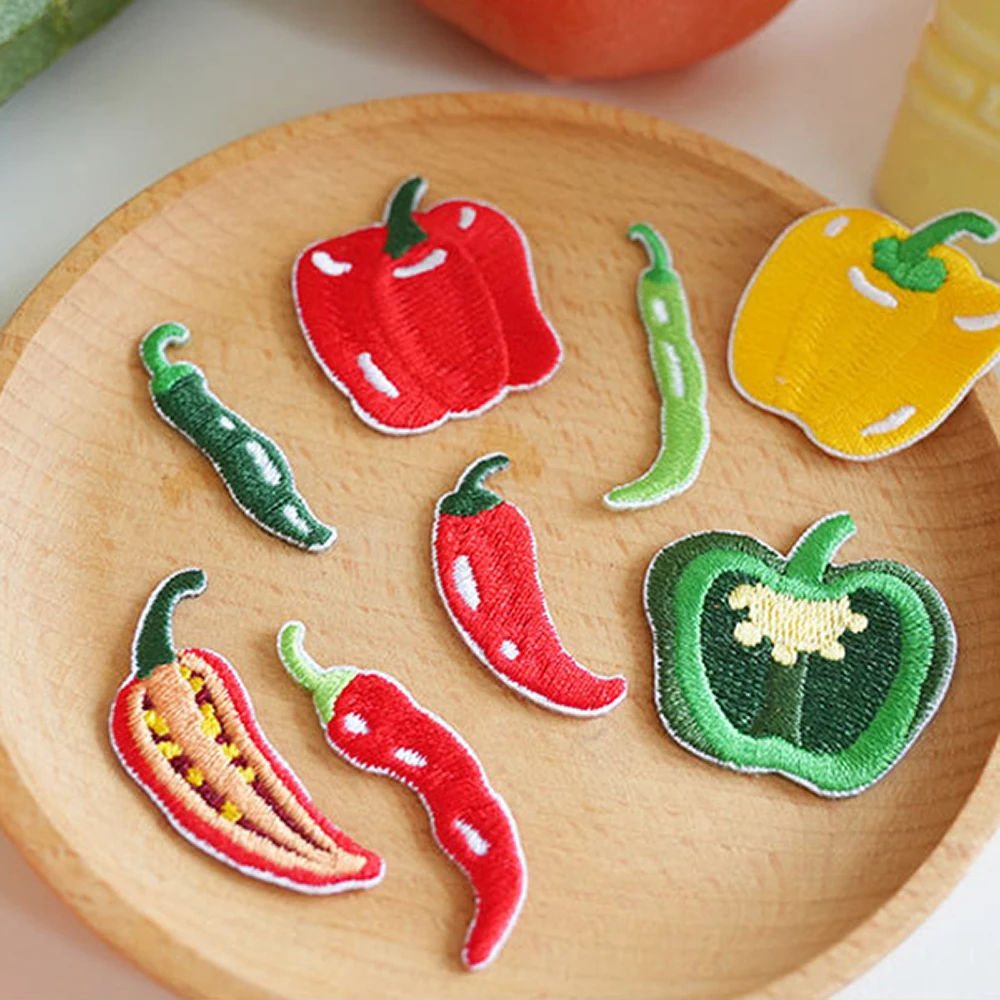 2 or 3 PCS/Set Cute Cartoon Red Yellow Green Pepper Patch Fashion Stick On Patch for Clothing DIY Accessories