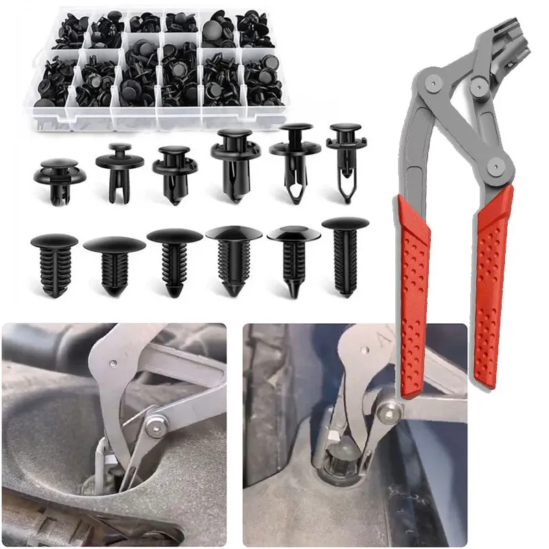 

Car Panel Clip Pliers Plastic Rivets Fastener Remover Tool No Damage Auto Trim Door Panel Interior Exterior Clips Kit