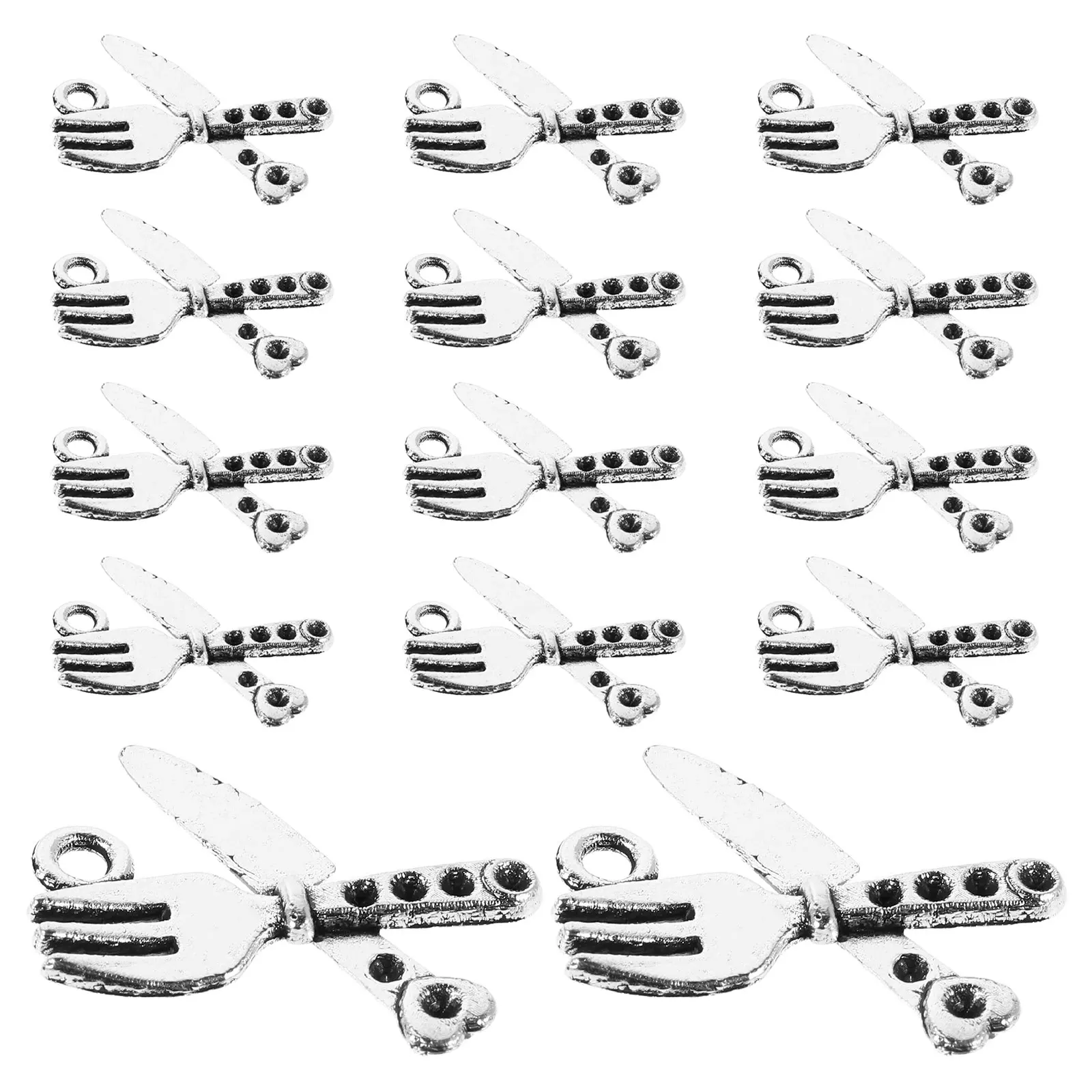 

100 Pcs Alloy Jewelry Accessories Bracelet Wristband Charms Making Pendants Cute DIY Cutlery