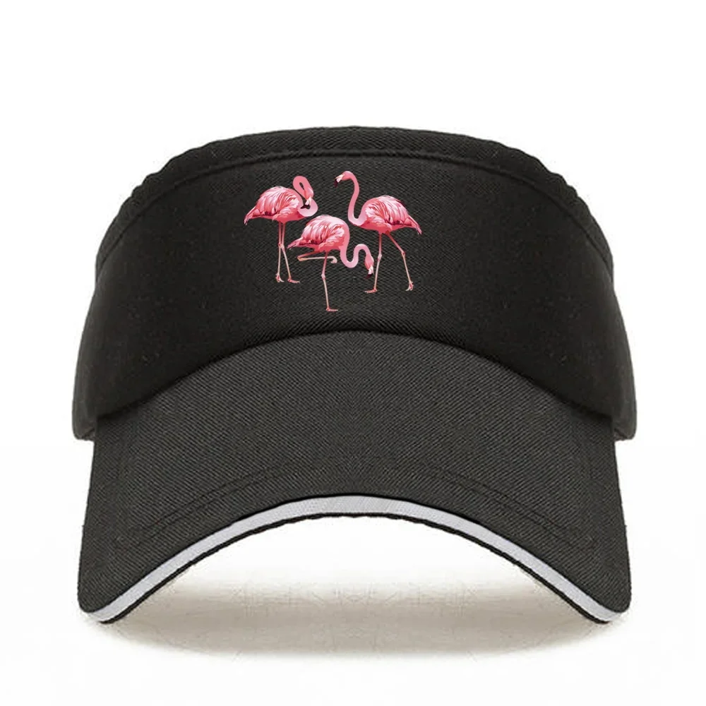 Women's Summer Breathable Sunscreen Visors Hats Cotton Empty Top Cap Adjustable Men Sports Baseball Caps Flamingo Print Sun Hat