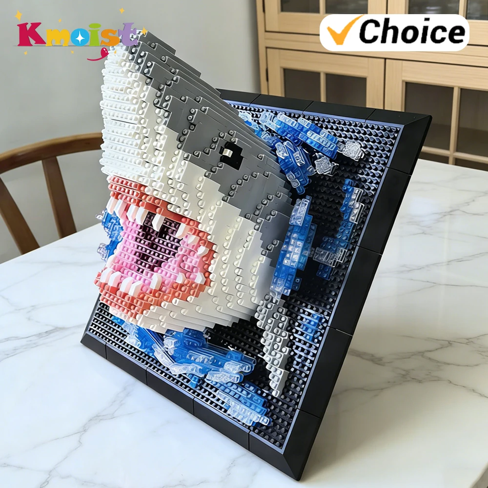 

Assembly Small Particle Shark Animal Hanging Picture Display Bricks Block 1800+Pieces Puzzle Building Blocks Toys for Kids