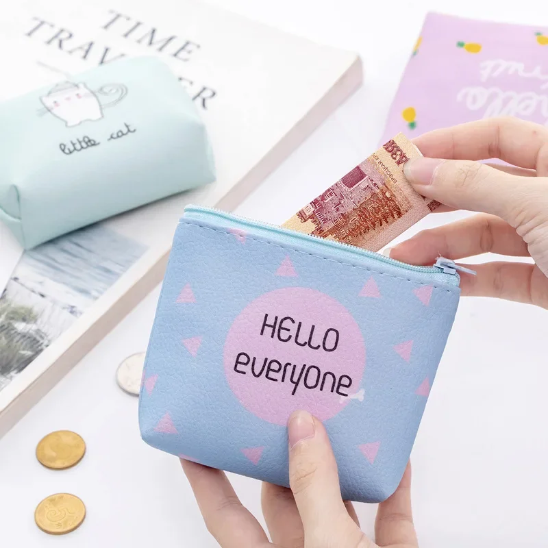 Women Canvas Coin Purse Card Key Mini Purses Pouch Girl Kid Children Cute Small Zipper Coin Purse Card Holder Wallet Storage Bag