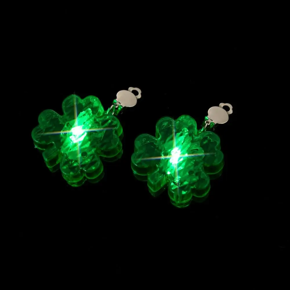 Electric St Patrick's Day Jewelry Ear Clip Hair Band Luminous Clover Earrings Pendant Shiny LED Head Band Vocal Concert