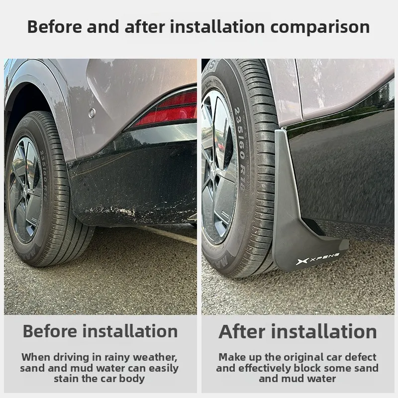 ل Xpeng G6 2023 ~ 2025 سيارة الجبهة الخلفية عجلة قطعة من نسيج مقاوم للماء سبلاش الحرس درابزين لينة الطين رفرف الخارجية تزيين الملحقات