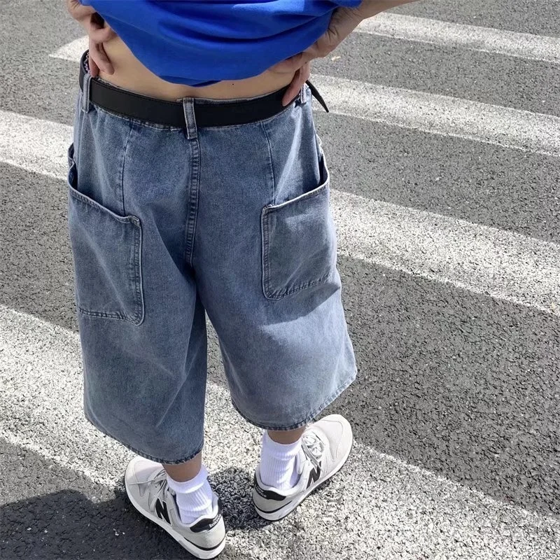 

Multi-pockets Cargo Pants Summer Short Jeans Breeches Hip Hop Streetwear Baggy Denim Shorts Casual Wide-leg Capris 5XL-M