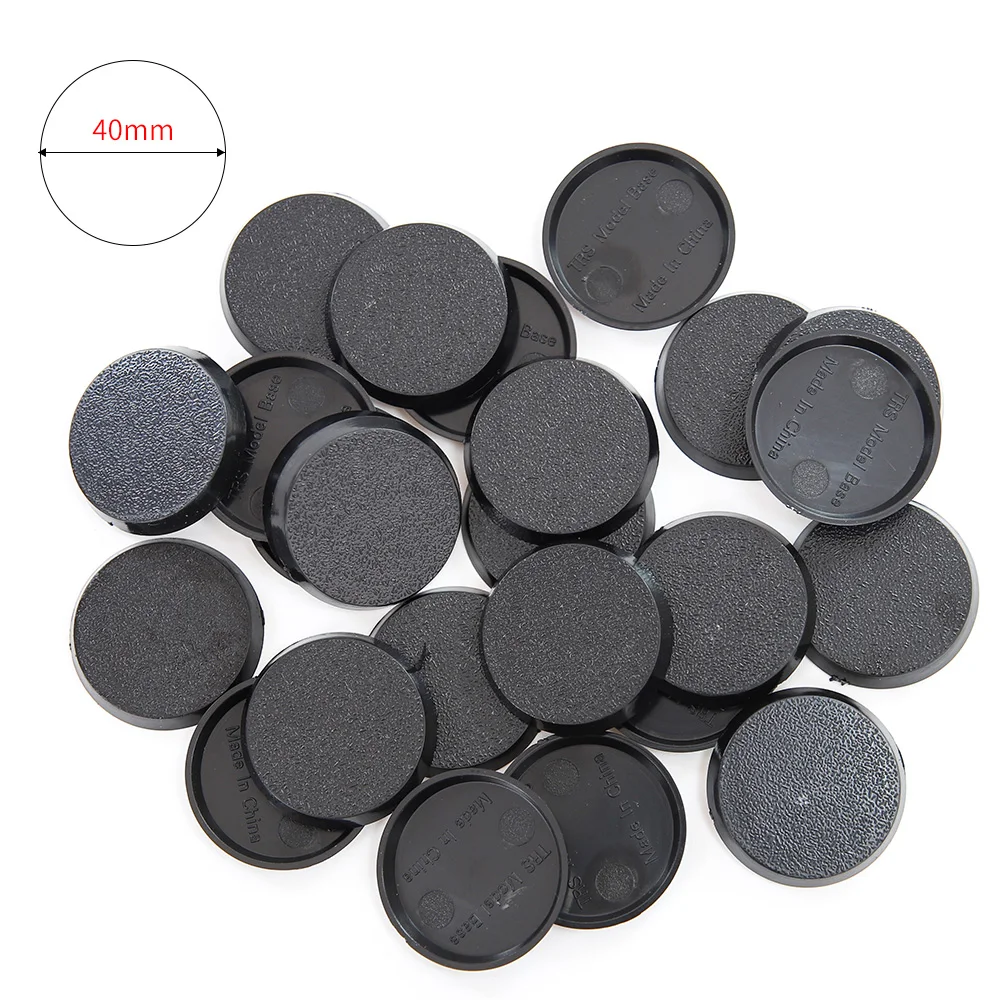 Bases redondas de plástico, 25mm/32mm/40cmm, para jogos de guerra, jogos de mesa, brinquedo diy, modelo em miniatura, base de pessoas, 20 peças/40 peças/60 peças