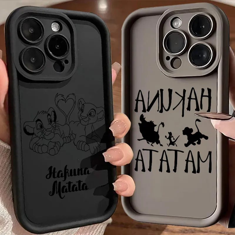 The Lion King HAKUNA MATATA Disney Silicone Case For iPhone 16 Pro 14 15 Plus 11 12 13 Mini Pro Max Coque Shockproof Phone Cover