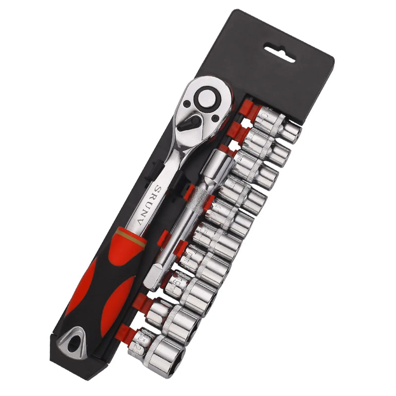 

Suitable for 12 pieces short hexagonal 72-tooth ratchet wrench plastic row with extension rod, mirror material