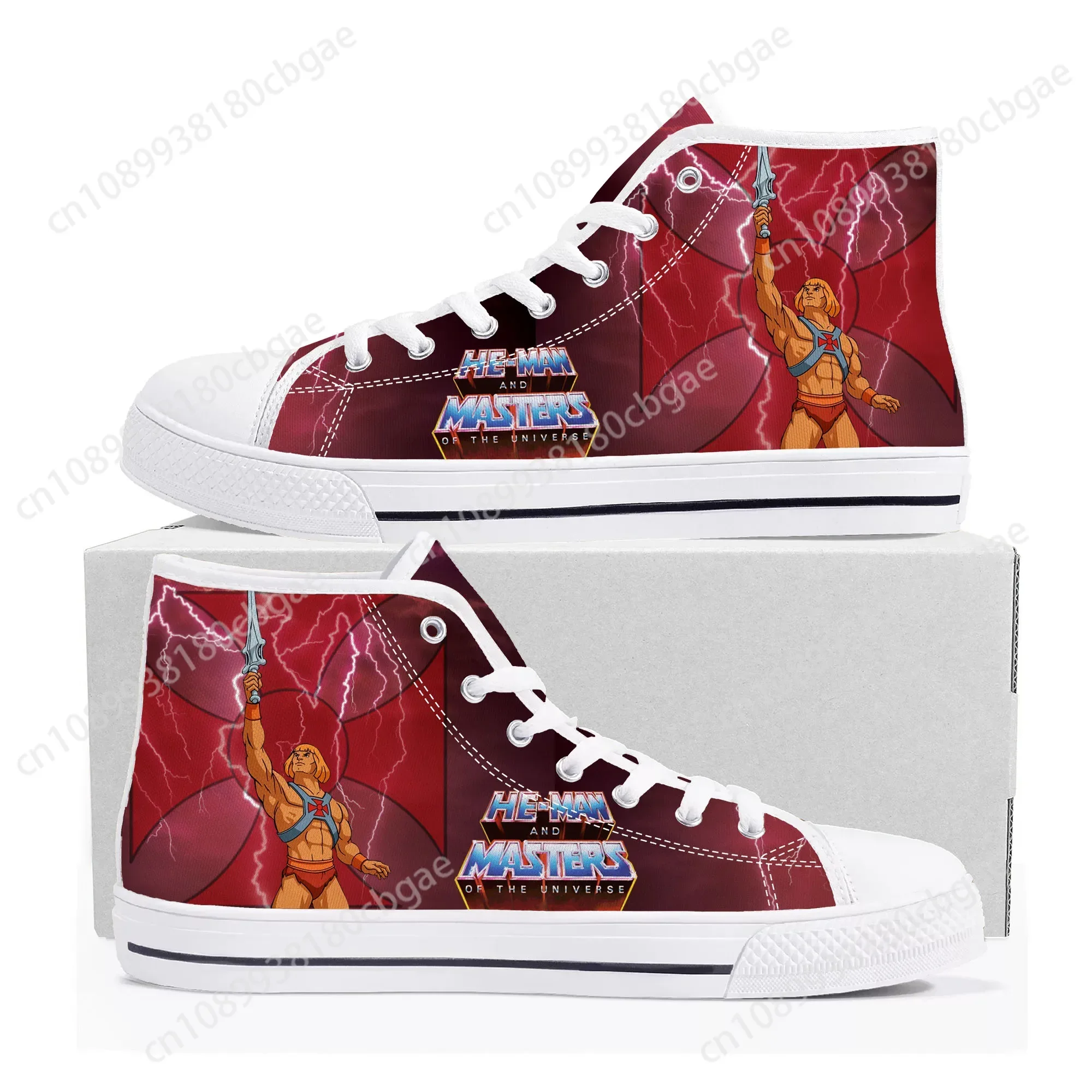 

Hot Cartoon He-Man Masters Of The Universe High Top Sneakers Mens Womens Teenager Canvas Sneaker Casual Couple Shoes Custom Shoe