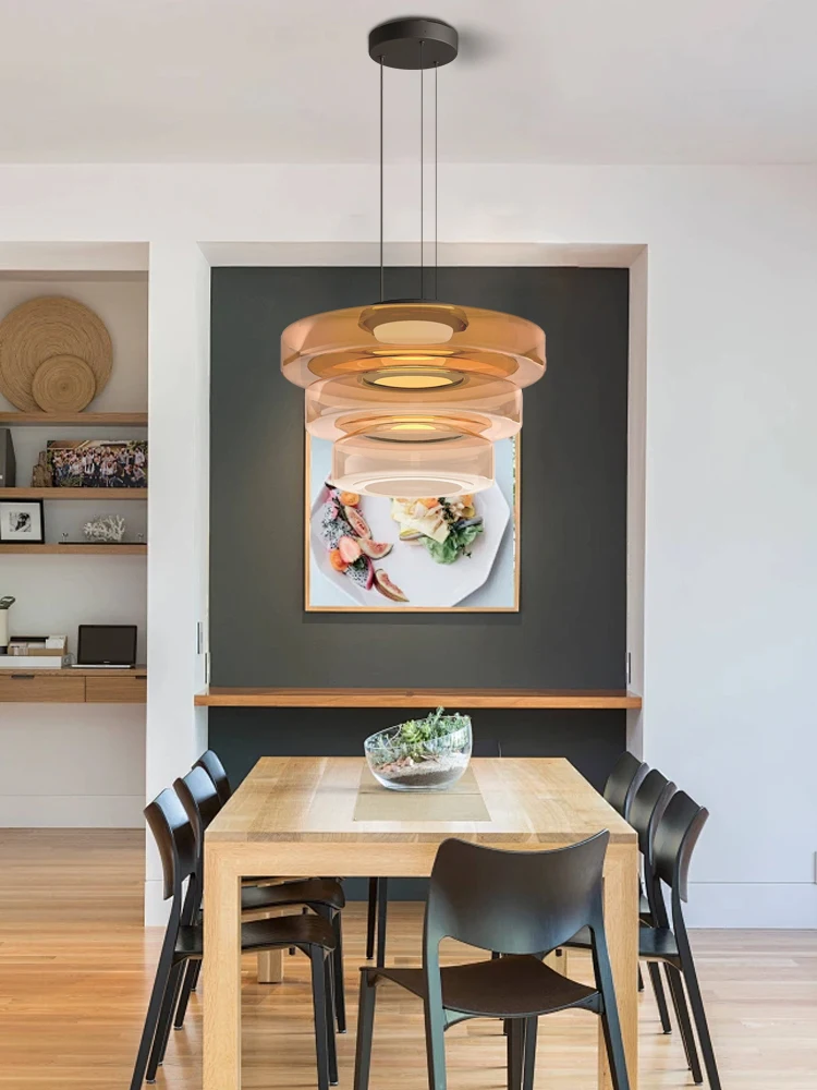 Glass Plate Ceiling Pendant Lights Customized Led Light Fixture